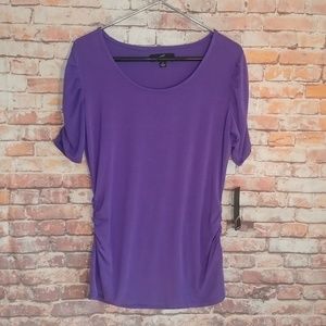 NWT GNW modern fit purple gathered shirt
